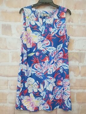 Aryeh Blue Floral Sleeveless Shift Dress Size L